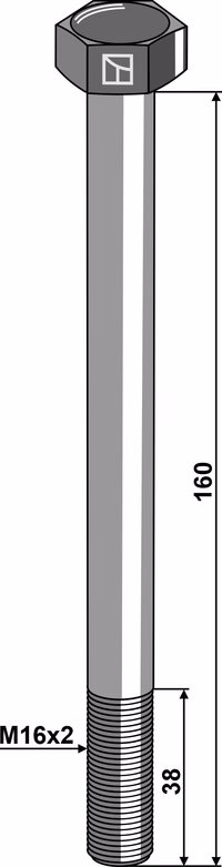 Lemken | Boulon à tête hexagonale M16x2x160 sans écrou