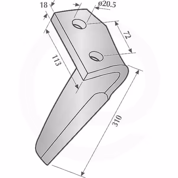 Dent de herse rotative Lemken Gauche 3377013 Adaptable