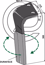 Dent de herse rotative Lemken Duraface Droite 3377024 Adaptable