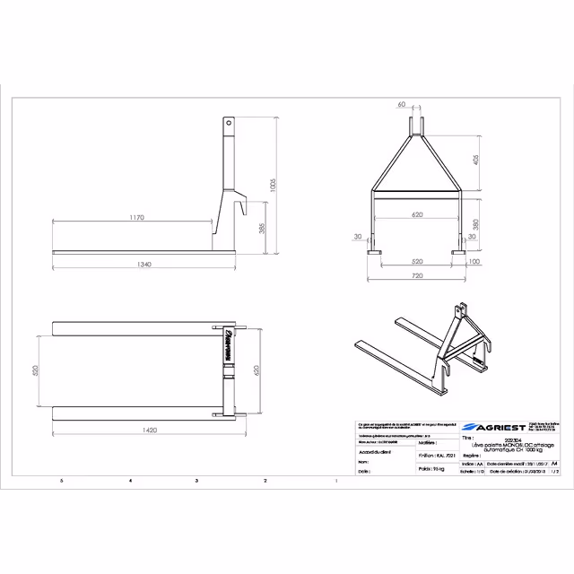 Leve palette monobloc att auto ch.600 kg