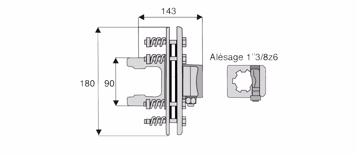 Limiteur à friction 2 disques croisillon 27x74.6 1''3/8 6 c.