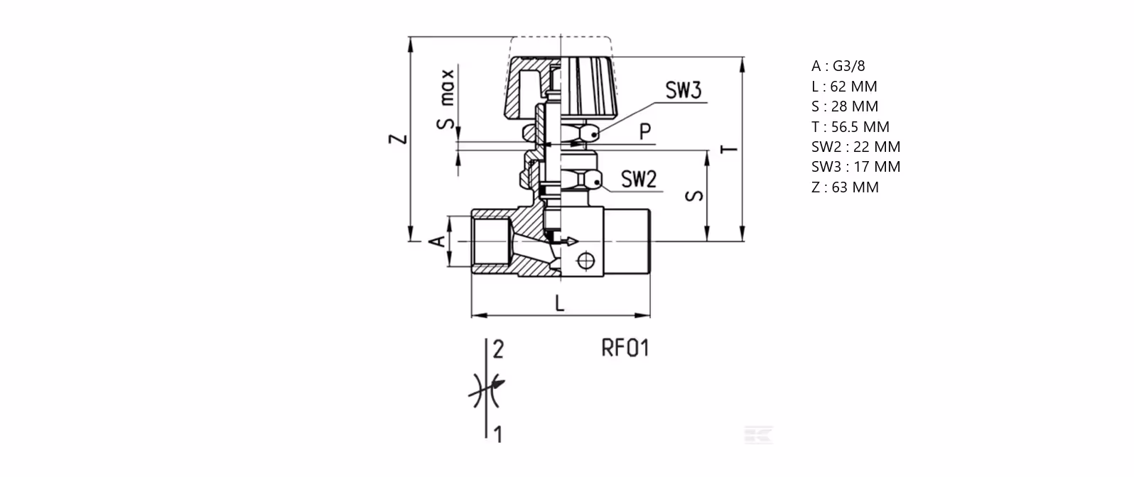Limiteur de débit 3/8G