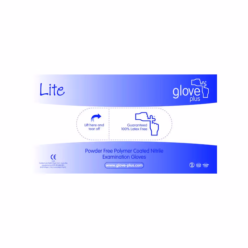 Lite Gants nitrile bleus non poudrés poignet court S (x100)