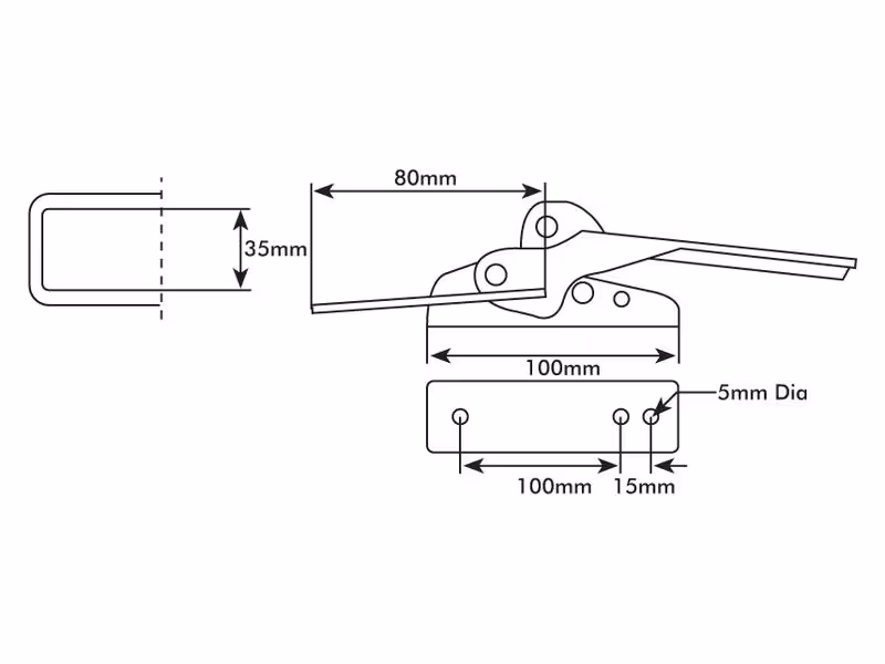 Loquet, 100 x 27mm verrouillable