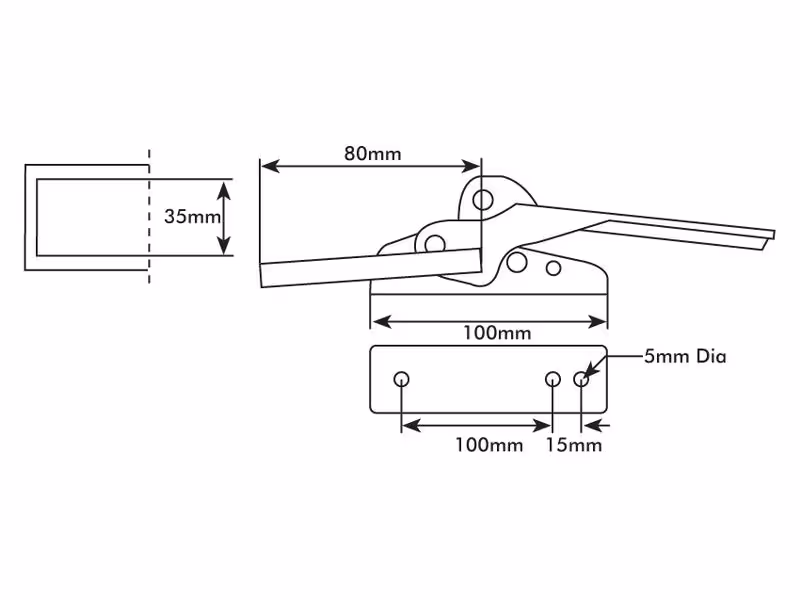 Loquet, 100 x 27mm verrouillable