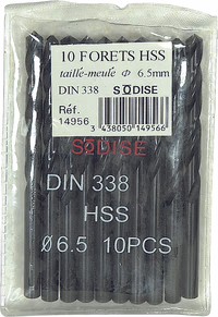 Lot 10 forets d. 6.5mm taille meule