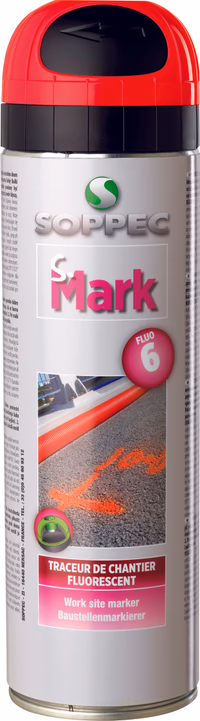 Lot 12x10105 aerosol traceur chantier rouge fluo 500ml - s mark