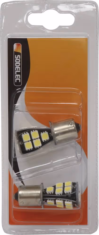 LOT 2 LAMPES POIRETTE 18 LED BLANCHES 12V 3W