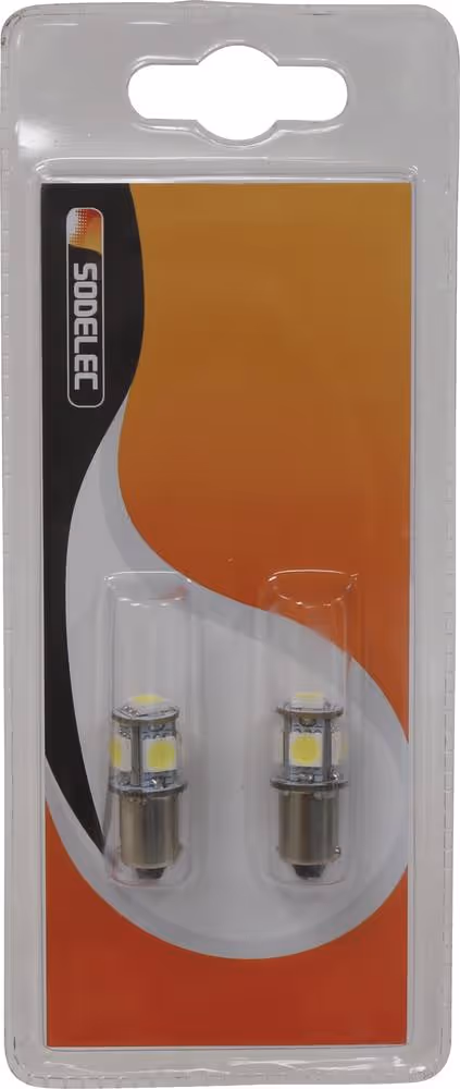 LOT 2 LAMPES TEMOIN 5 LED BLANCHES 12V 1.5W Ba9s