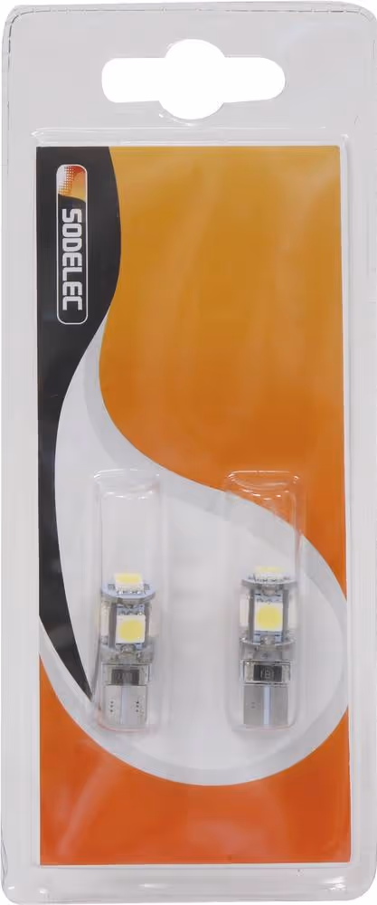 LOT 2 LAMPES TEMOIN 5 LED BLANCHES 12V 1.5W W1.1x9.5d