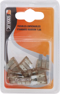 LOT DE 10 FUSIBLES ENFICHABLES MARRON  -7.5A-/ BLISTER