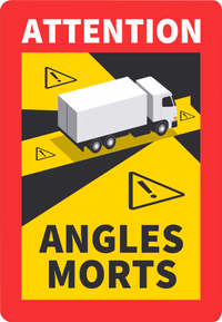 LOT DE 3 PCS ADHESIF "ATTENTION ANGLE MORT" POUR CAMION - 170X250MM