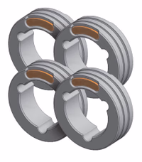 Lot de 4 galets TWIN type F pour fil acier Ø 1,2/1,6 mm (Orange/Jaune)