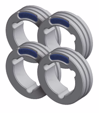 Lot de 4 galets TWIN type F pour fil acier Ø 0,8/1,0 mm (Bleu/Rouge)