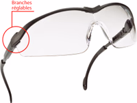 LUNETTES DE PROTECTION INCOLORES AVEC BRANCHES REGLABLES