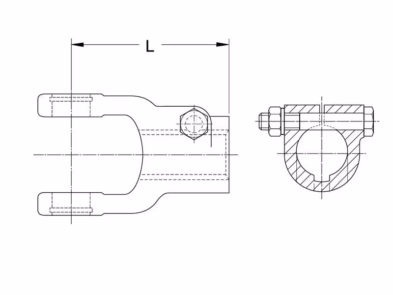 Mâchoire à serrage boulon - à boulon sécant (Taille Croisillon: 23.8 x 61.2mm) Ø alésage30mm, Taille de clé: 8mm. - ref 1041055