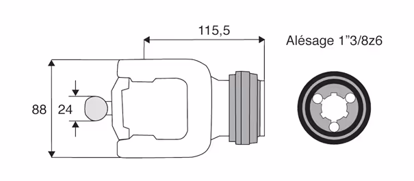 Mâchoire d'extrémité grand angle à verrouillage Benzi 1"3/8 Z6 Cr.27x74.6 mm