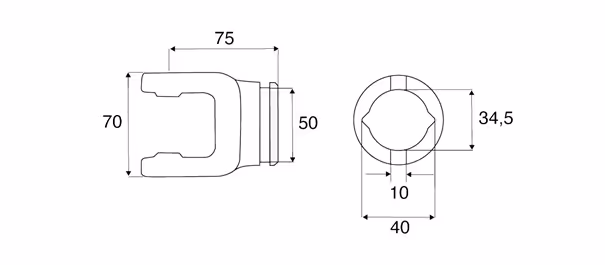 Mâchoire d'extrémité tube citron cr.23.8x61.3