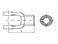 Mâchoire rainurée (Taille Croisillon: 27 x 70mm) Ø alésage30mm, Taille de clé: 8mm.