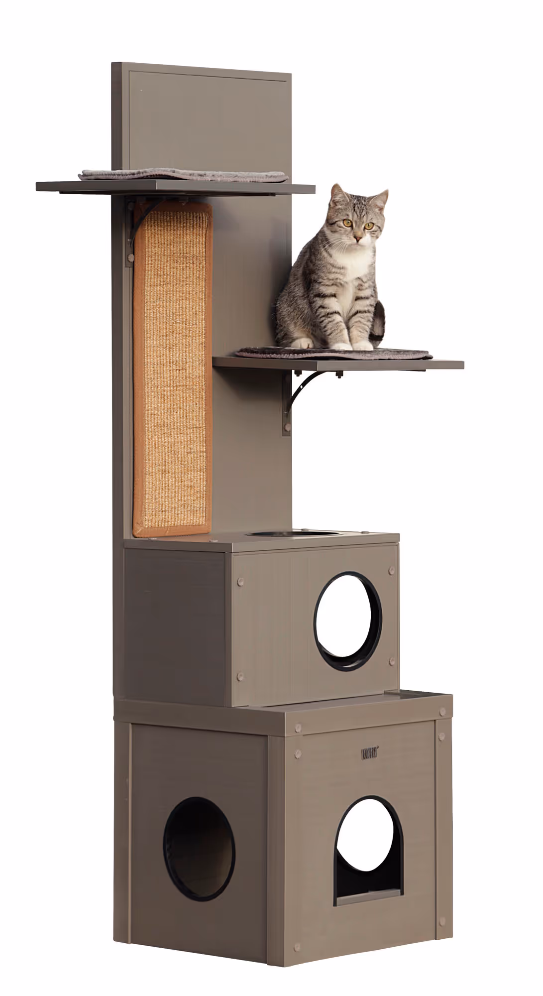 Maison de jeu pour chat ECO 42 x 42 x152,5 cm, gris