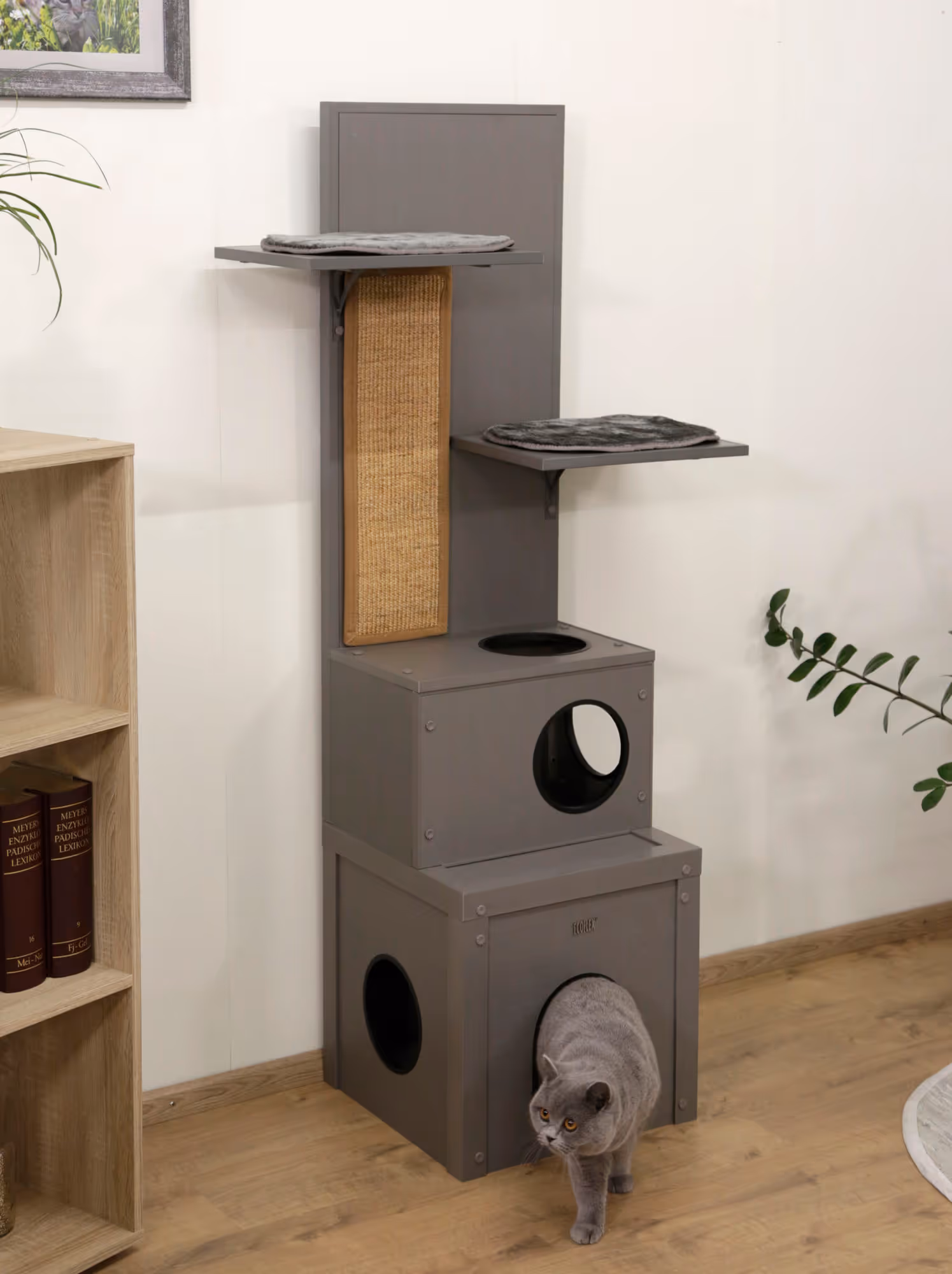 Maison de jeu pour chat ECO 42 x 42 x152,5 cm, gris