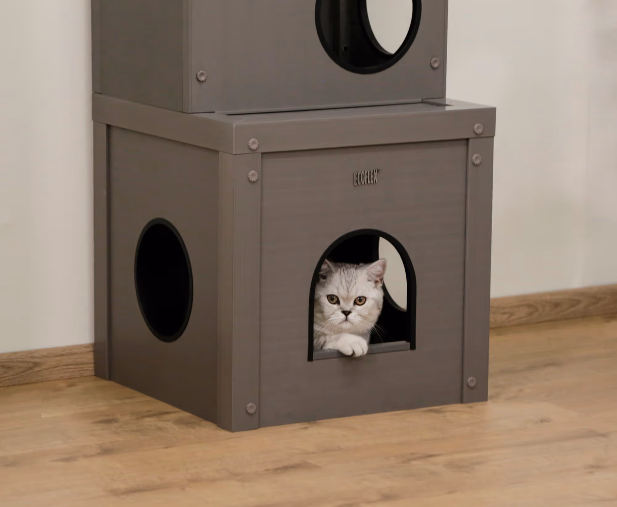 Maison de jeu pour chat ECO 42 x 42 x152,5 cm, gris