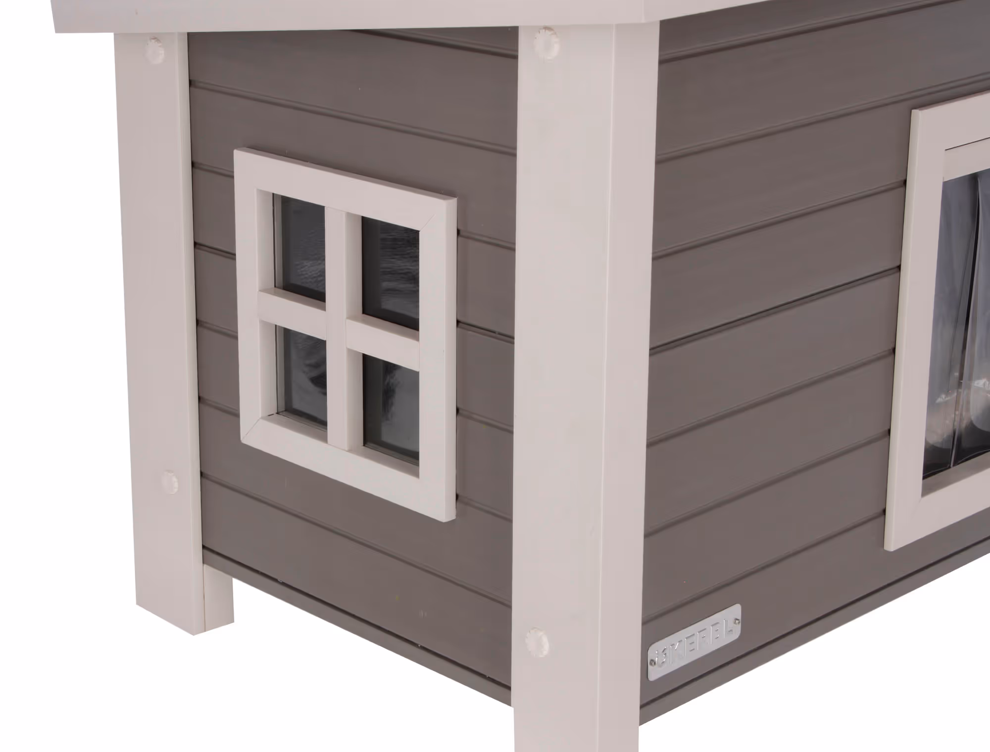 Maison pour chat ECO Eli gris/blanc, 57X45X43cm