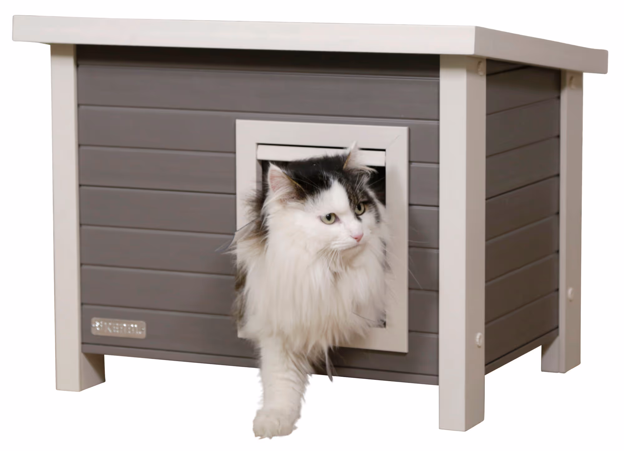 Maison pour chat ECO Eli gris/blanc, 57X45X43cm