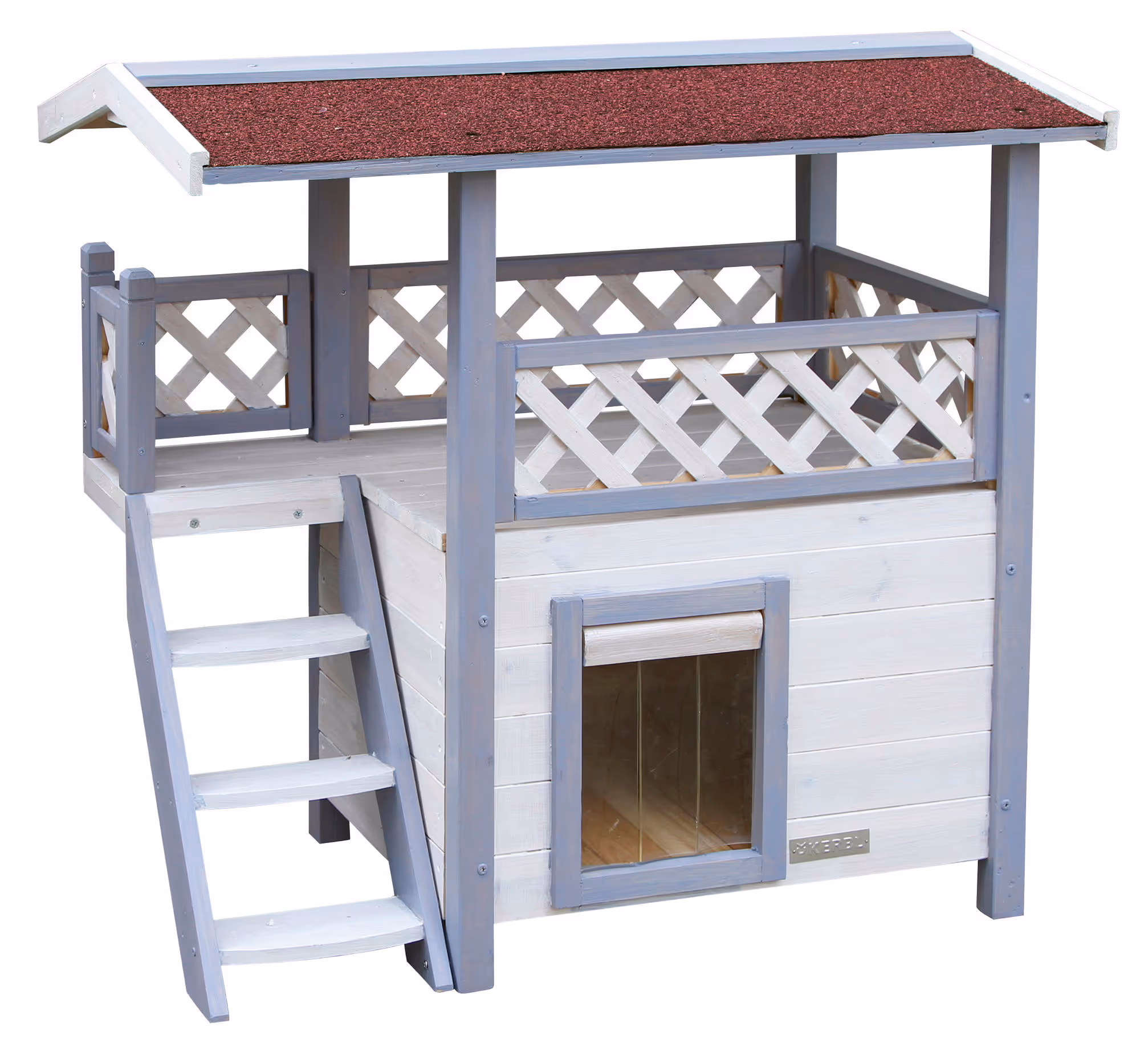 Maison pour chat Lodge Ontario gris clair/rouge, 77X50X73cm