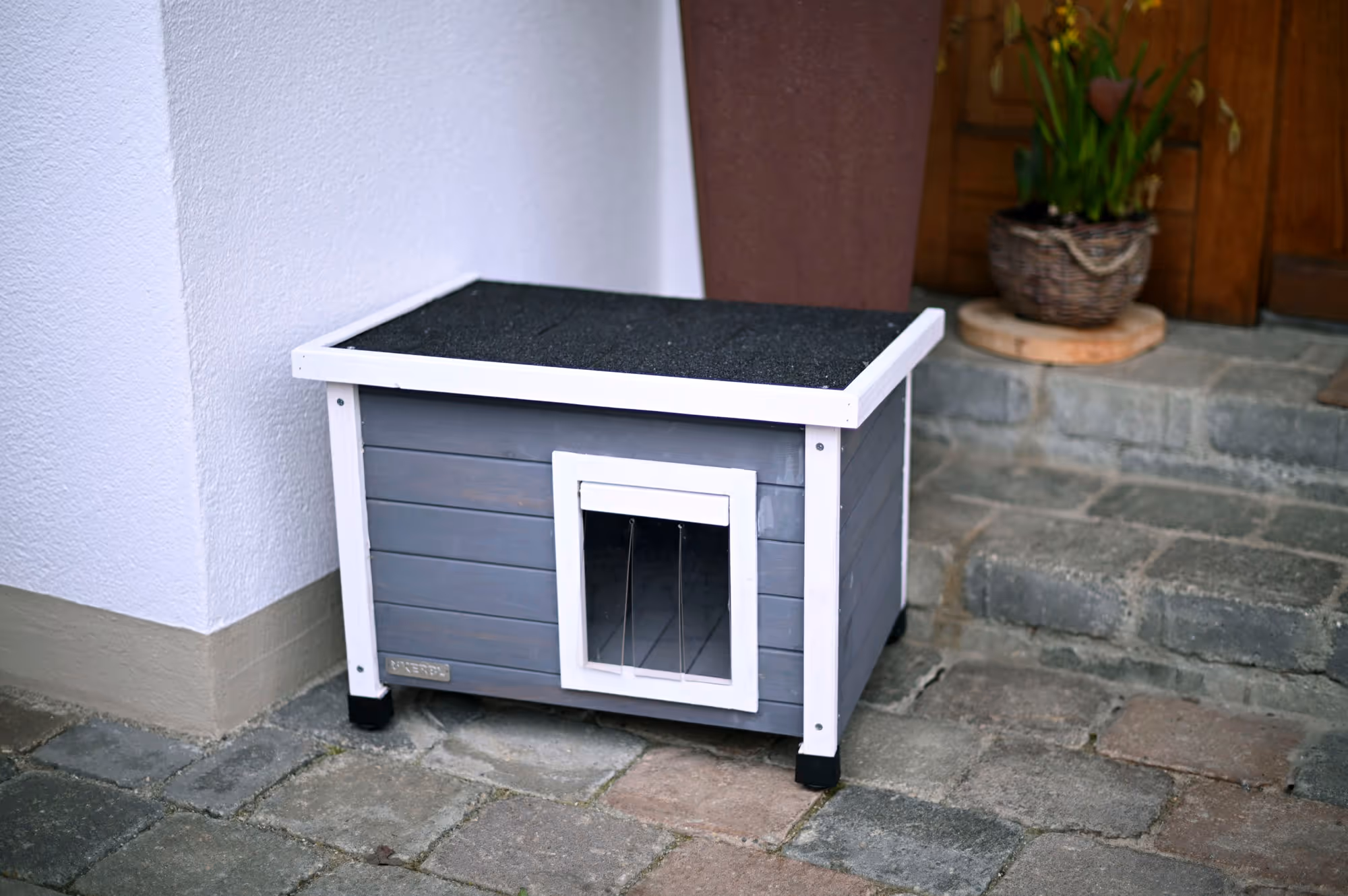Maison pour chat Rustica gris/blanc, 57X45X43cm
