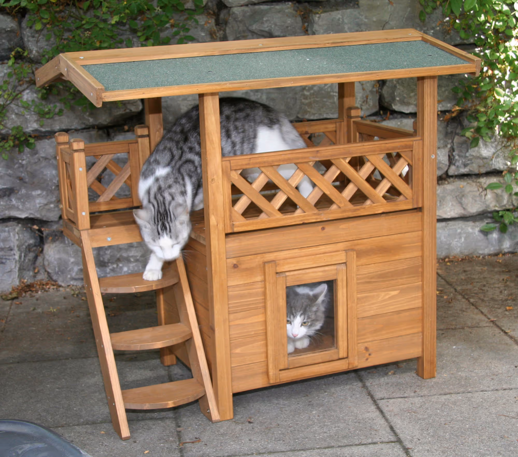 Maisonnette pour chat Lodge marron/vert, 77X50X73cm