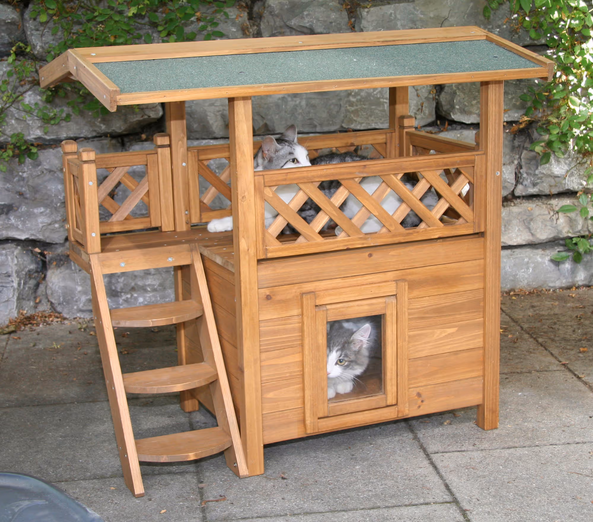Maisonnette pour chat Lodge marron/vert, 77X50X73cm