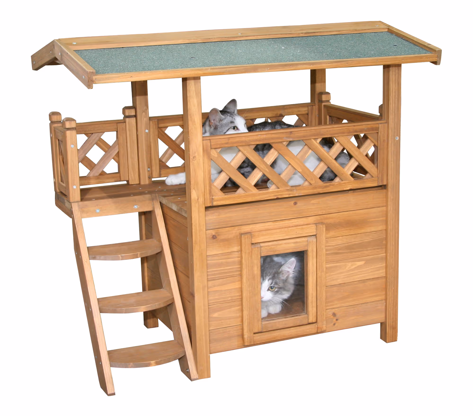 Maisonnette pour chat Lodge marron/vert, 77X50X73cm