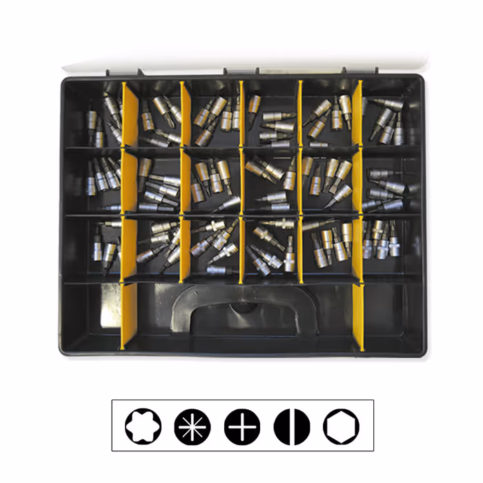Mallette douilles de tournevis de 1/4"