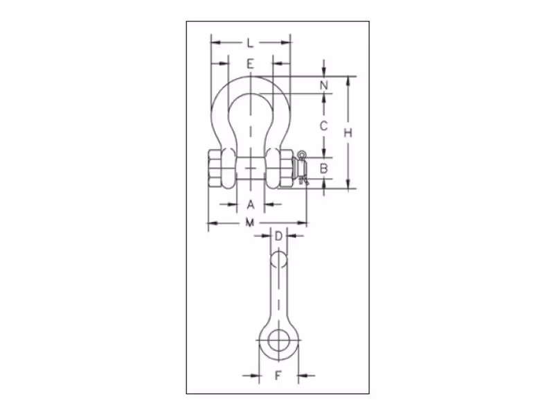 Manille d'ancrage de type boulon G2130 - SWL: 3/4T, Taille:7.94mm