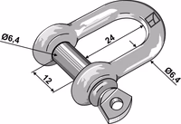Manille droite standart 6,4mm galvanisées