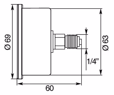 Manometre 63mm 0-400 b lateral 