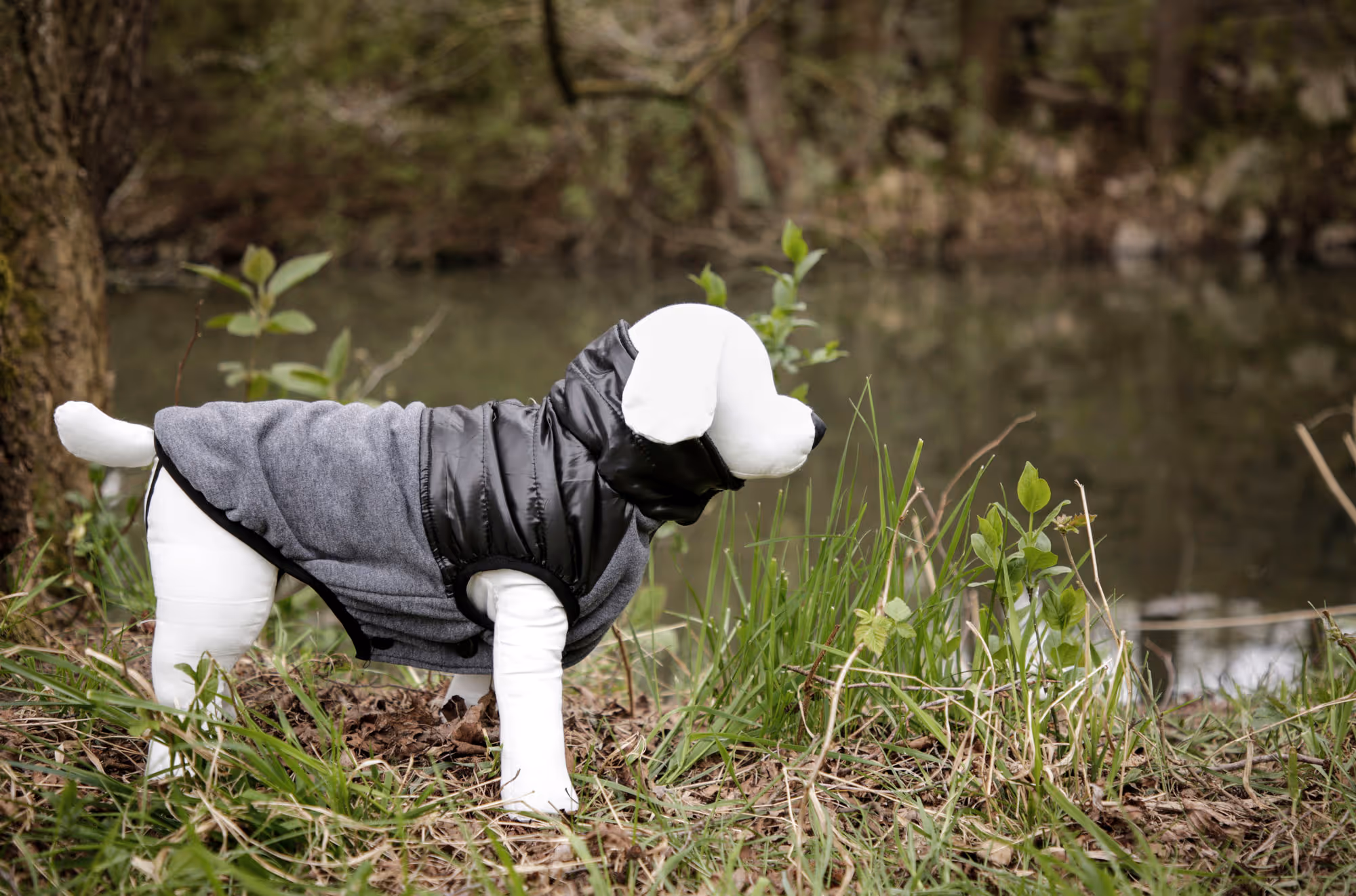 Manteau pour chien Quebec gris/noir, taille L, 45 cm