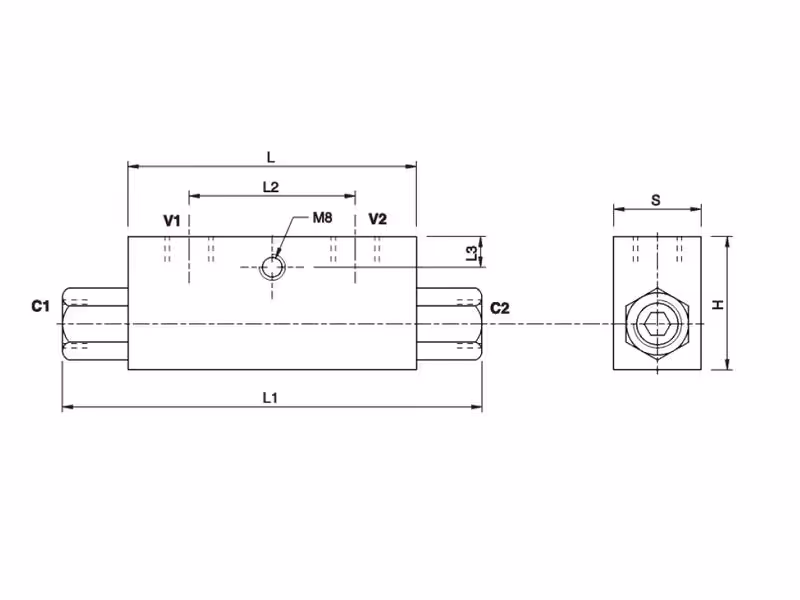 MARCHESINI Clapet anti-retour piloté 1/4'' BSP (20 L/mn Débit) - ref VRDE015F