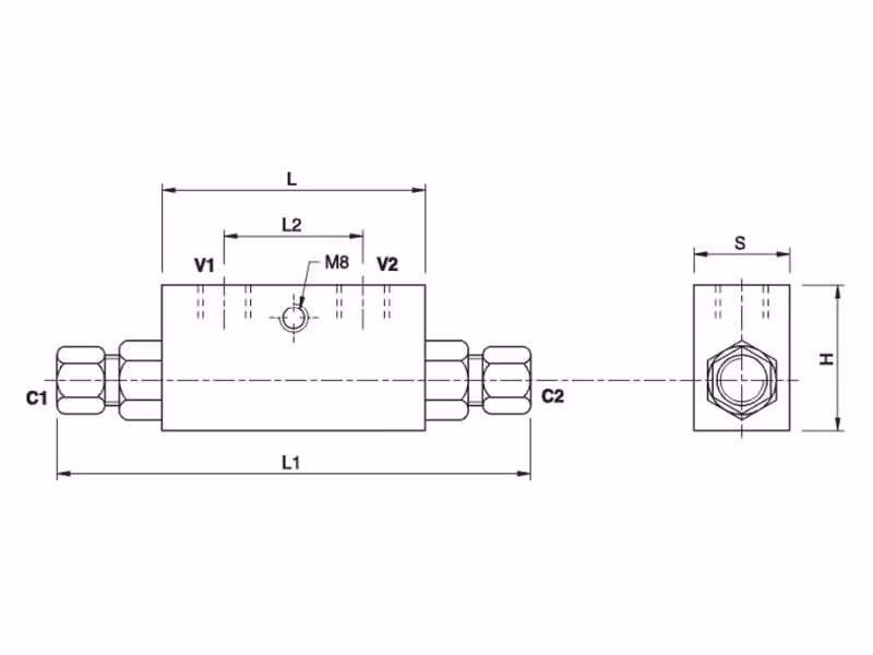 MARCHESINI Clapet anti-retour piloté 3/8'' BSP (30 L/mn Débit)