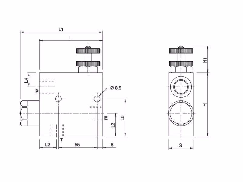 MARCHESINI Régulateur de débit 3 voie 1/2'' BSP (80 L/mn Débit) Flux excédentaire vers le réservoir