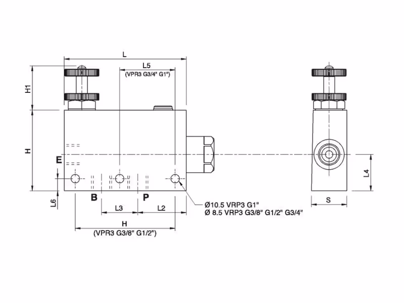 MARCHESINI Régulateur de débit 3 voie 3/8'' BSP (60 L/mn Débit) Flux excédentaire vers le deuxième circuit