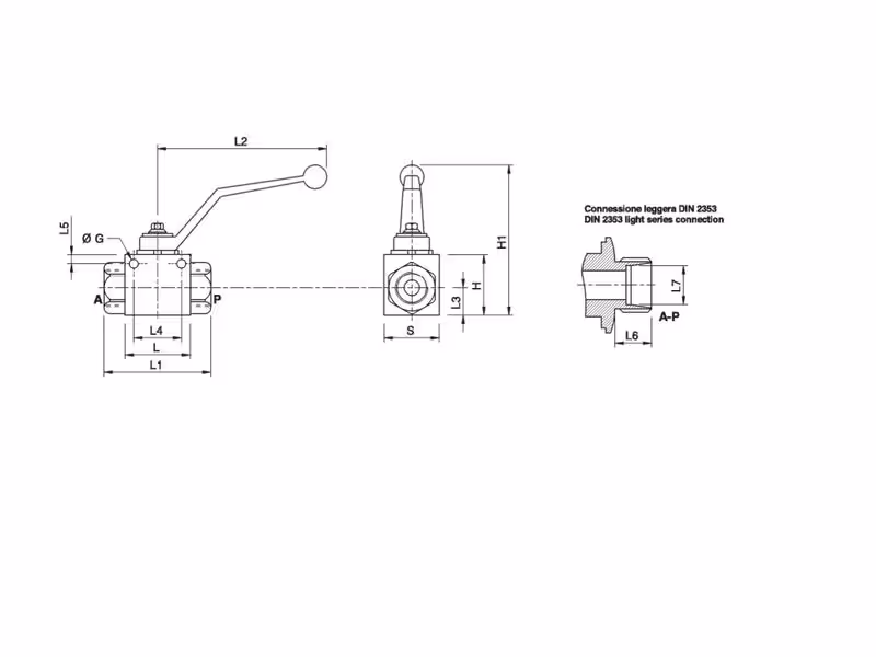 MARCHESINI Vanne à boisseau sphérique 2 voies M14 x 1.50 côtes métriques (25 L/mn Débit) Tube 8L