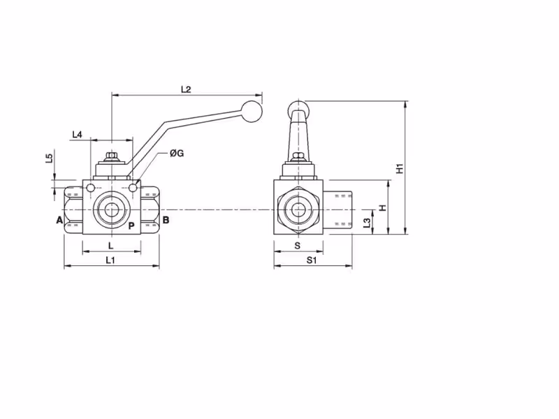 MARCHESINI Vanne à boisseau sphérique 3 voies 3/8'' BSP (35 L/mn Débit) - ref RSAP3V02T
