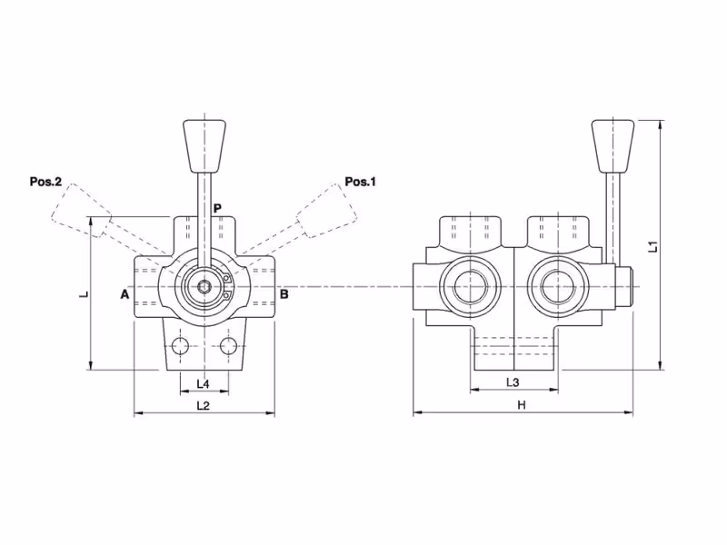 MARCHESINI Vanne à boisseau, double, 3 voies 1/2'' BSP (90 L/mn Débit) - ref DDF6V03A