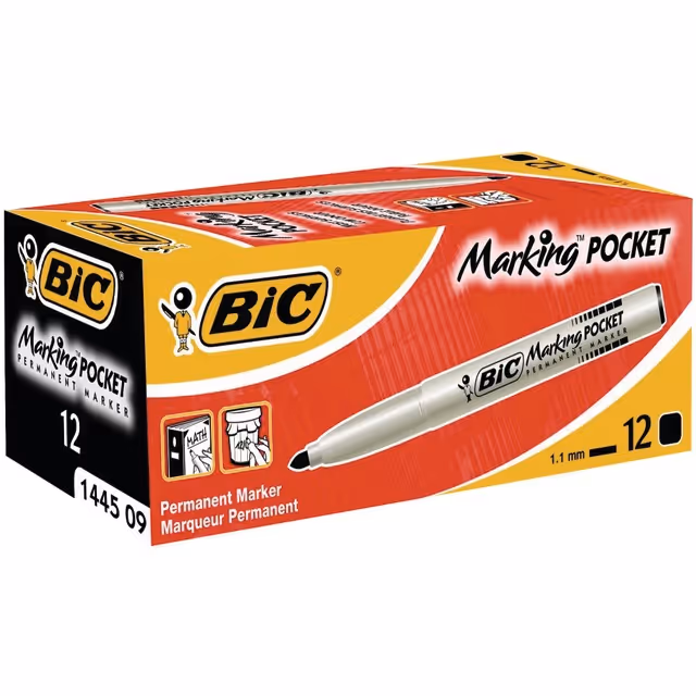 Marqueur permanent noir pointe fine ogive bic