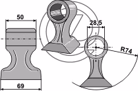 Marteau broyeur Bomford 7190464 Adaptable