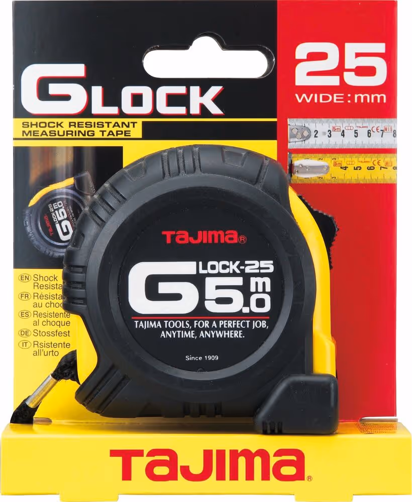 MESURE 5M 25MM G LOCK JAUNE *TAJIMA*/BLISTER