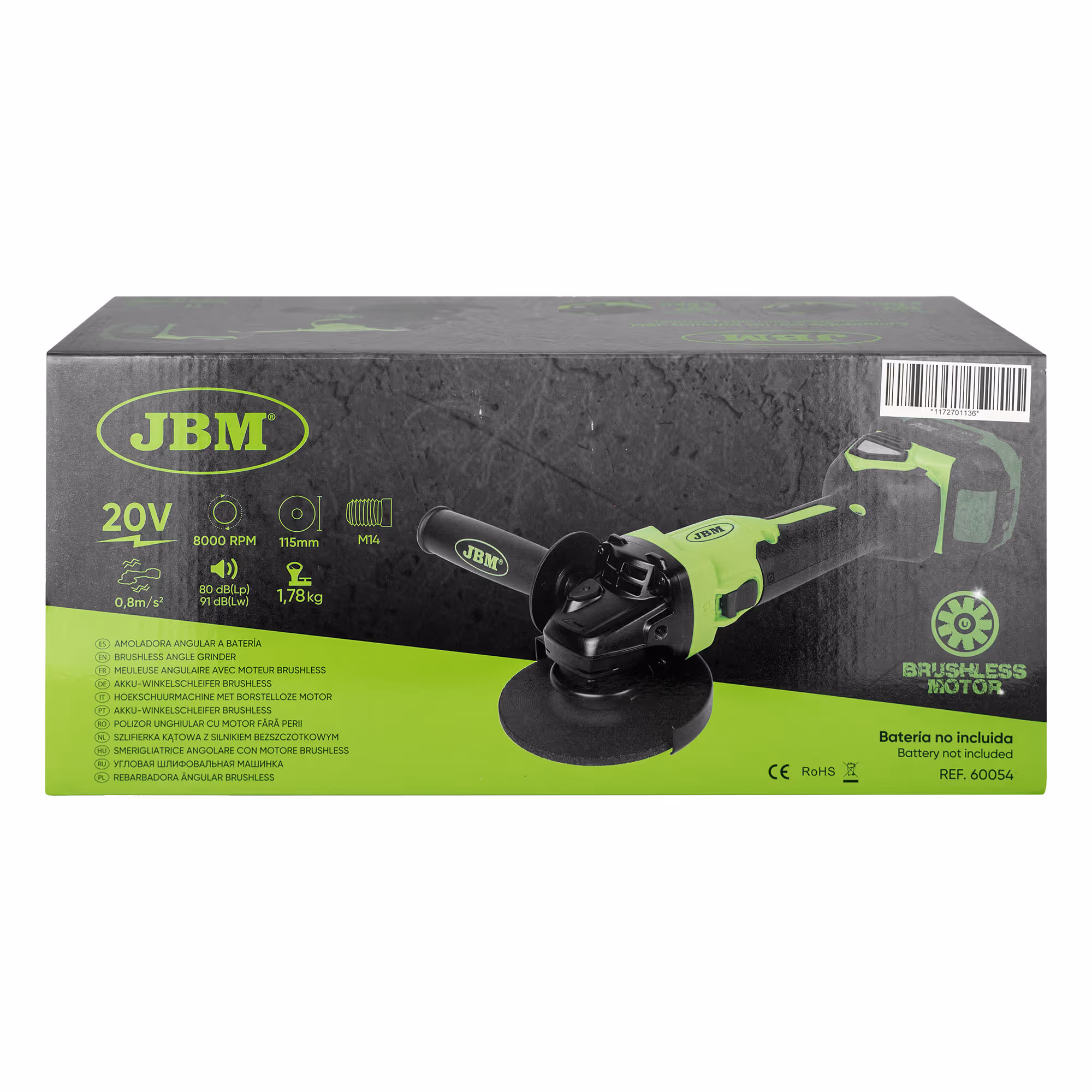 Meuleuse d'angle 115 mm JBM Brushless sur batterie 20V