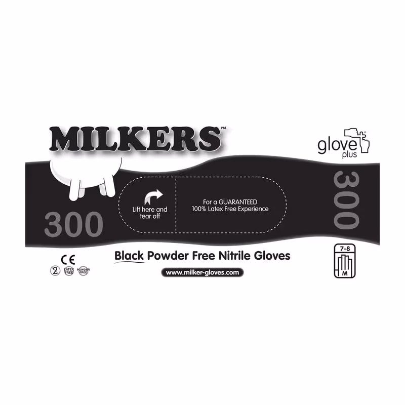 Milkers® Gants nitrile noirs poignet long XXL (x50)